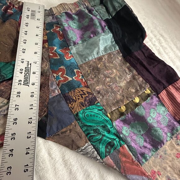 Donna Jessica Women Patchwork Elastic Waist Cropped Pants Size 1 Multicolor Boho - Picture 6 of 8